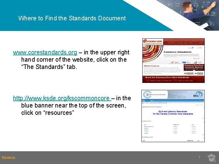 Where to Find the Standards Document www. corestandards. org – in the upper right