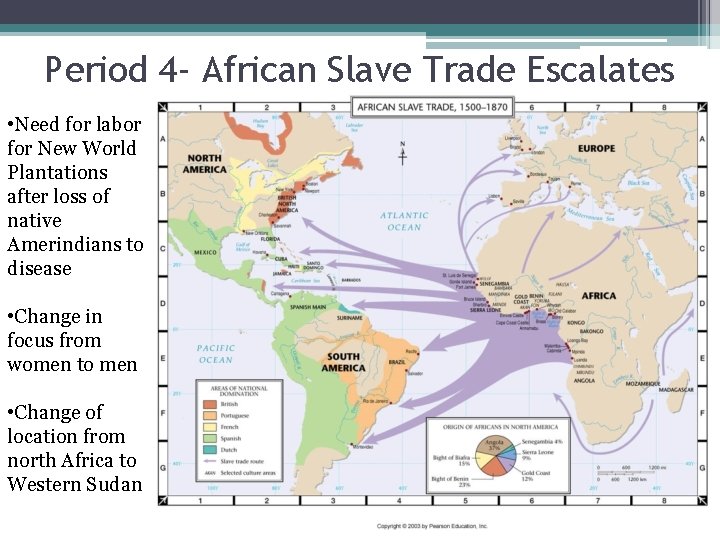 Period 4 - African Slave Trade Escalates • Need for labor for New World
