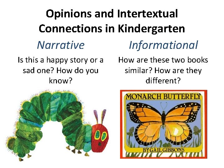 Opinions and Intertextual Connections in Kindergarten Narrative Informational Is this a happy story or