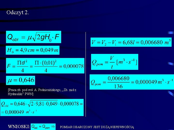 Odczyt 2. 0 [Praca zb. pod red. A. Podniesińskiego, „Zb. zad z Hydrauliki” PWN]