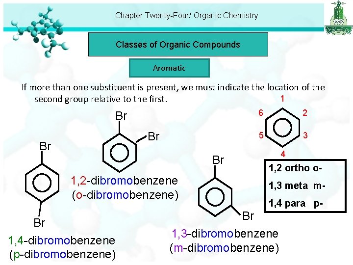 Chapter Twenty-Four/ Organic Chemistry Classes of Organic Compounds Aromatic If more than one substituent