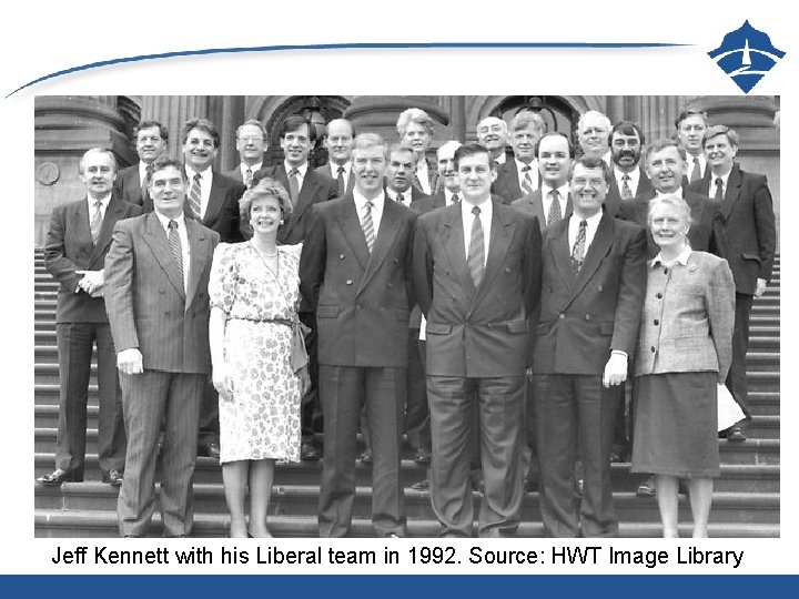 Jeff Kennett with his Liberal team in 1992. Source: HWT Image Library §COUNCILLOR BRIEFING