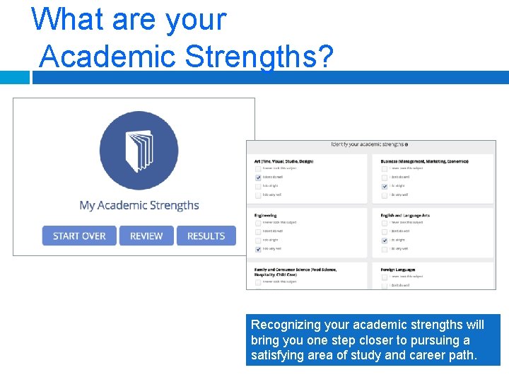 What are your Academic Strengths? Recognizing your academic strengths will bring you one step