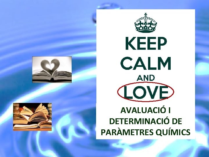 AVALUACIÓ I DETERMINACIÓ DE PARÀMETRES QUÍMICS 