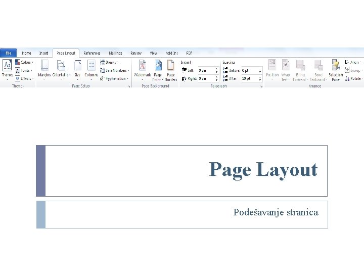 Page Layout Podešavanje stranica 