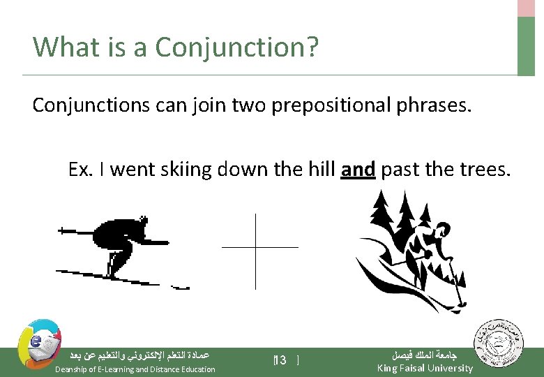What is a Conjunction? Conjunctions can join two prepositional phrases. Ex. I went skiing
