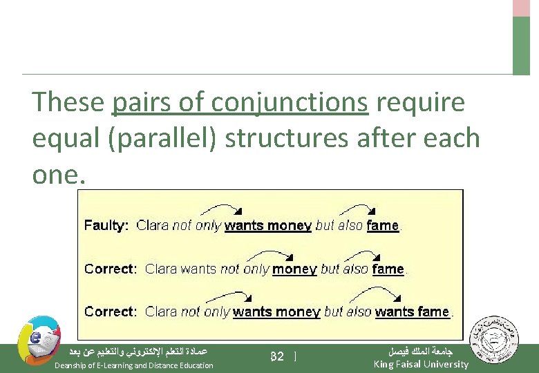 These pairs of conjunctions require equal (parallel) structures after each one. ﻋﻤﺎﺩﺓ ﺍﻟﺘﻌﻠﻢ ﺍﻹﻟﻜﺘﺮﻭﻧﻲ