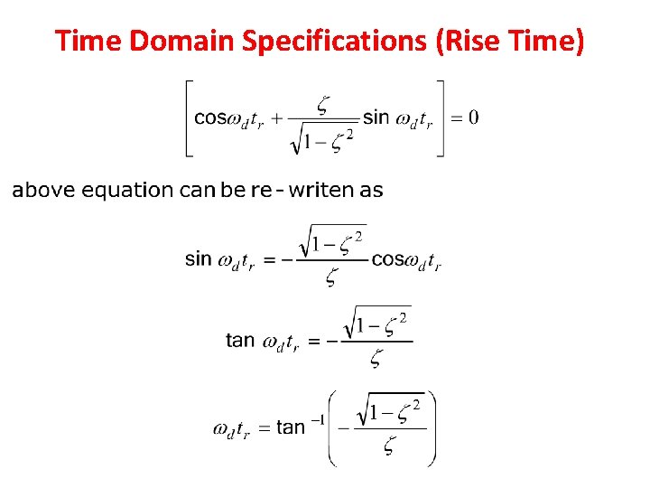 Time Domain Specifications (Rise Time) 