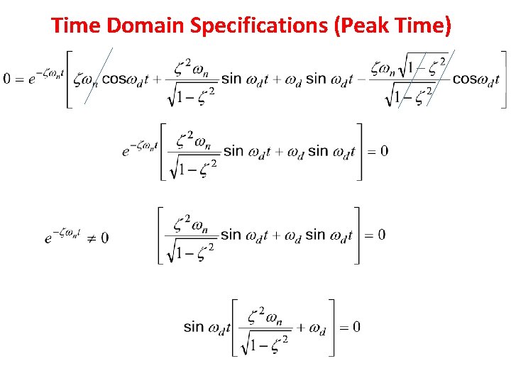 Time Domain Specifications (Peak Time) 