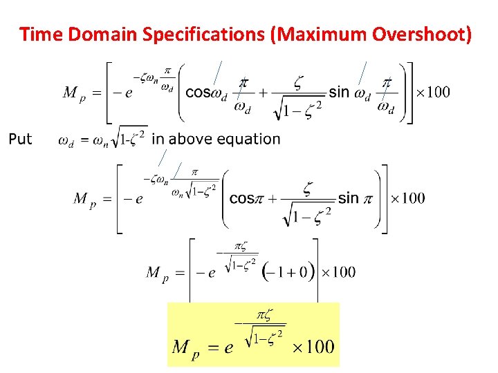 Time Domain Specifications (Maximum Overshoot) 