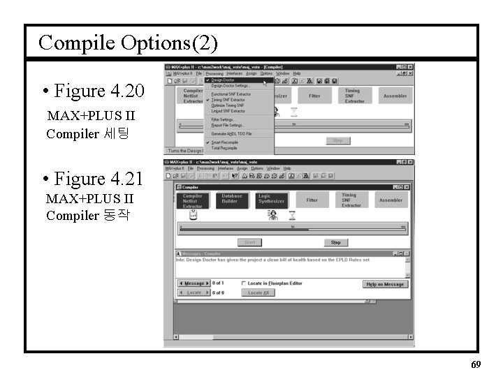 Compile Options(2) • Figure 4. 20 MAX+PLUS II Compiler 세팅 • Figure 4. 21