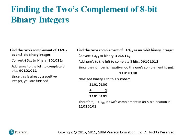 Finding the Two’s Complement of 8 -bit Binary Integers Medical Law and Ethics, Fifth