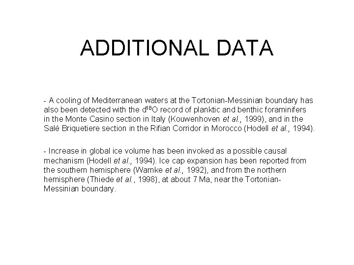 ADDITIONAL DATA - A cooling of Mediterranean waters at the Tortonian-Messinian boundary has also