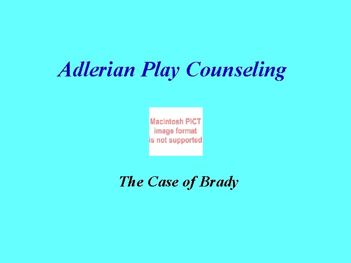 Adlerian Play Counseling The Case of Brady 