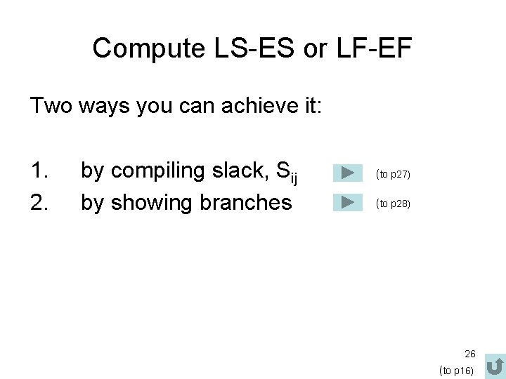Compute LS-ES or LF-EF Two ways you can achieve it: 1. 2. by compiling