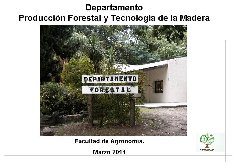 Departamento Producción Forestal y Tecnología de la Madera Facultad de Agronomía. Marzo 2011 1