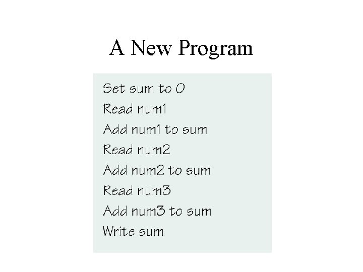 A New Program 