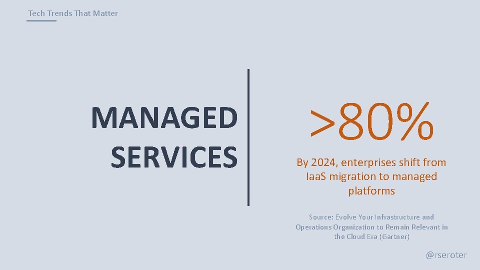 Tech Trends That Matter MANAGED SERVICES >80% By 2024, enterprises shift from Iaa. S