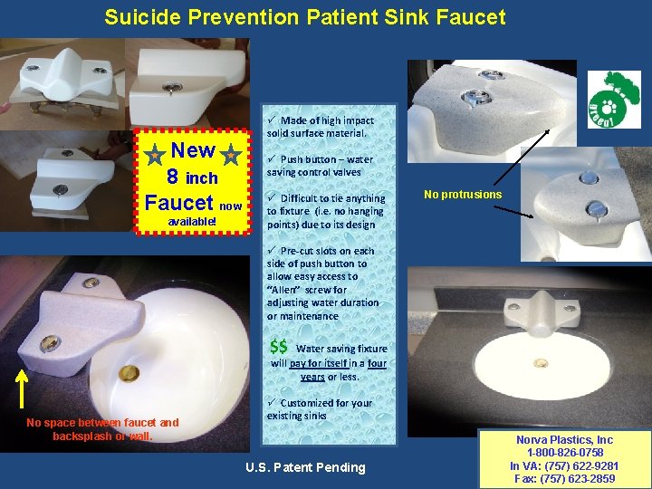 Suicide Prevention Patient Sink Faucet New 8 inch Faucet now available! ü Made of