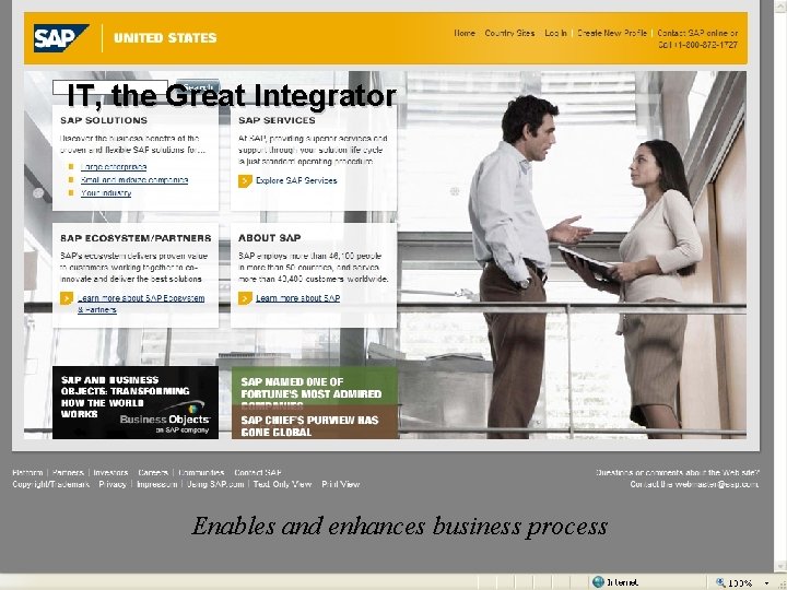 IT, the Great Integrator Enables and enhances business process EMBA 226 • College of