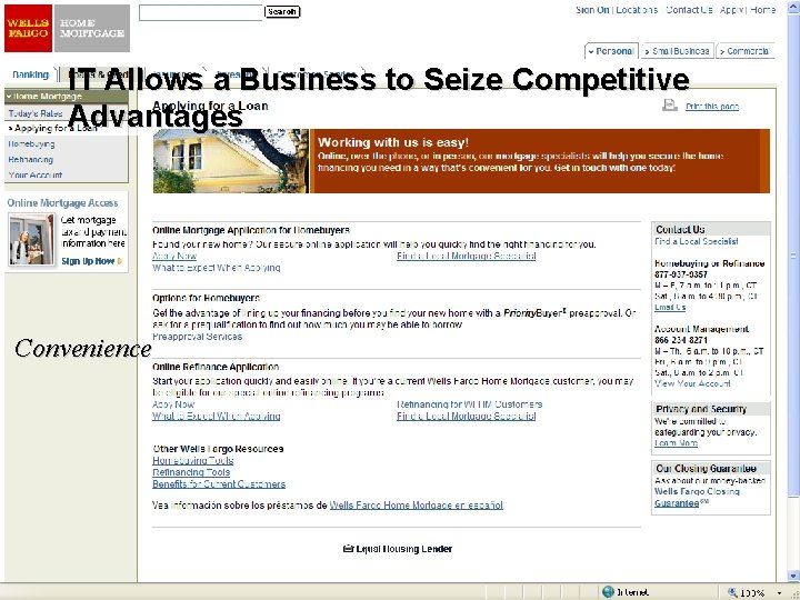 IT Allows a Business to Seize Competitive Advantages Convenience EMBA 226 • College of