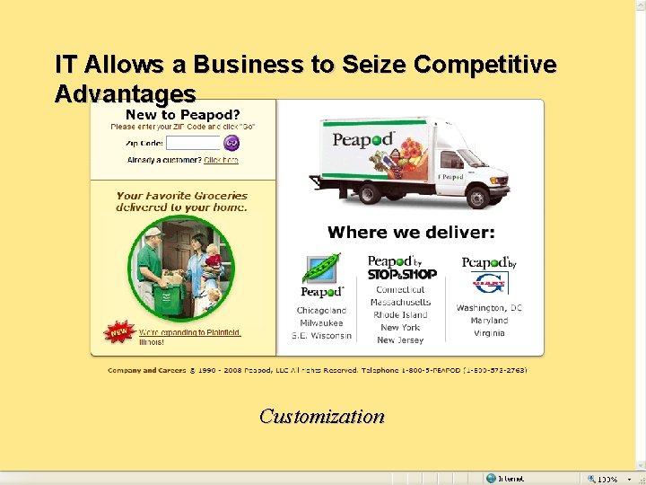 IT Allows a Business to Seize Competitive Advantages Customization EMBA 226 • College of