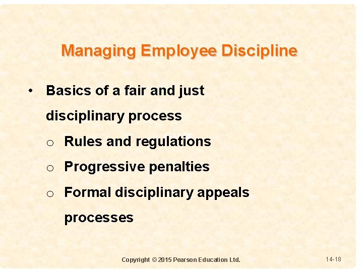 Managing Employee Discipline • Basics of a fair and just disciplinary process 4 -1414