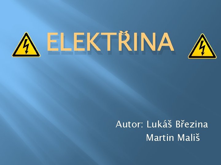 ELEKTŘINA Autor: Lukáš Březina Martin Mališ 