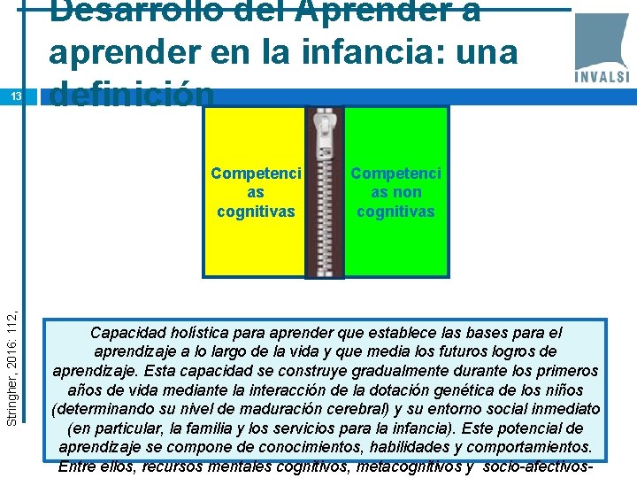 13 Desarrollo del Aprender a aprender en la infancia: una definición Stringher, 2016: 112,