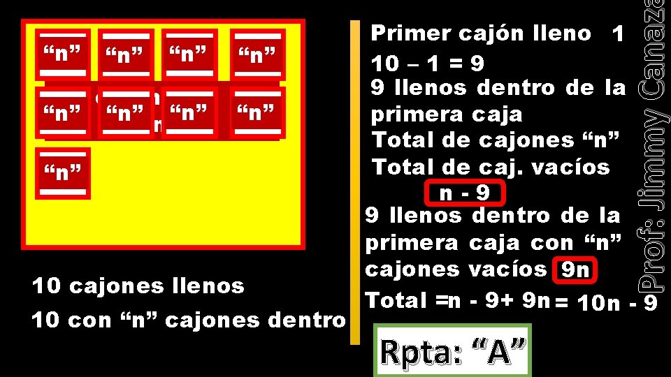 “n” 1 4 2 “n” 1 3 n-1 n 5 6 “n” cajones “n”