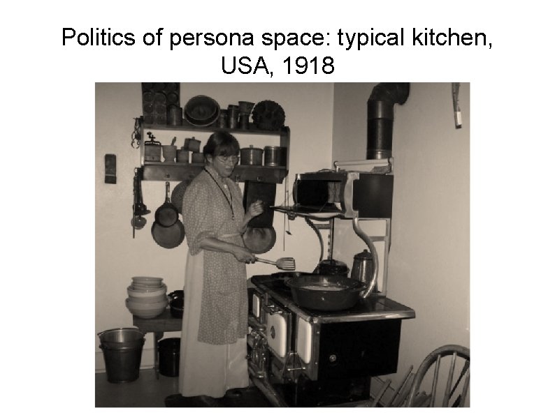 Politics of persona space: typical kitchen, USA, 1918 