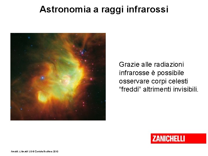 Astronomia a raggi infrarossi Grazie alle radiazioni infrarosse è possibile osservare corpi celesti “freddi”