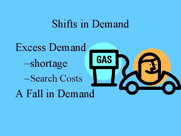 Shifts in Demand Excess Demand –shortage – Search Costs A Fall in Demand 