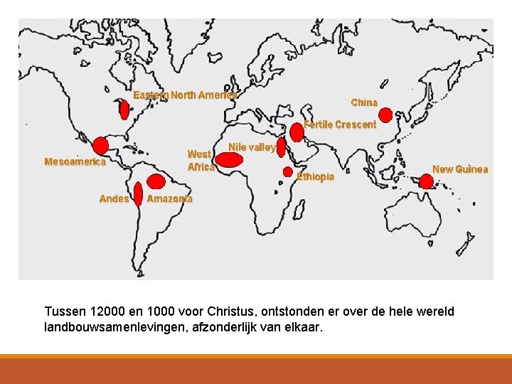 Tussen 12000 en 1000 voor Christus, ontstonden er over de hele wereld landbouwsamenlevingen, afzonderlijk