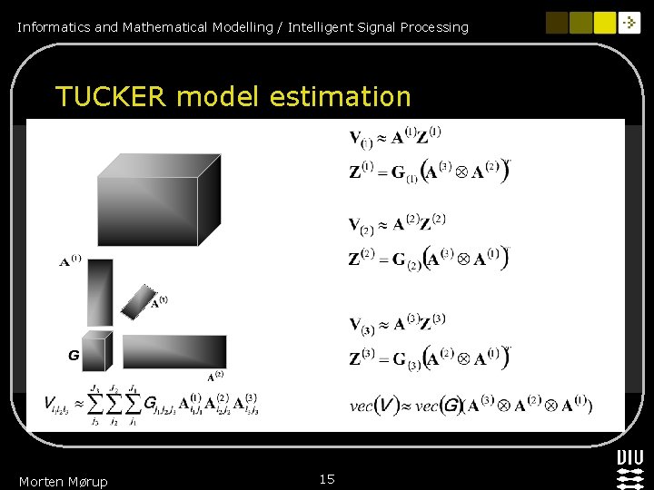 Informatics and Mathematical Modelling / Intelligent Signal Processing TUCKER model estimation TUCKER Morten Mørup