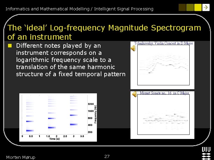 Informatics and Mathematical Modelling / Intelligent Signal Processing The ‘ideal’ Log-frequency Magnitude Spectrogram of