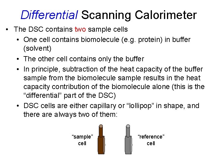 Differential Scanning Calorimeter • The DSC contains two sample cells • One cell contains