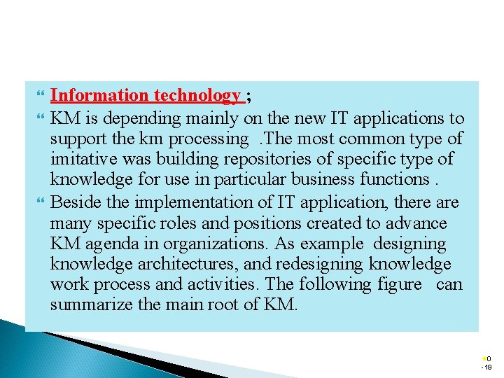  Information technology ; KM is depending mainly on the new IT applications to