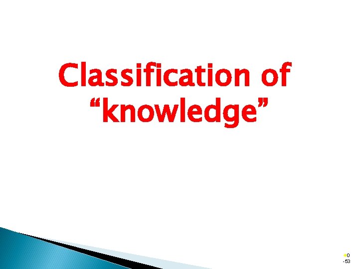 Classification of “knowledge” ® 0 -53 