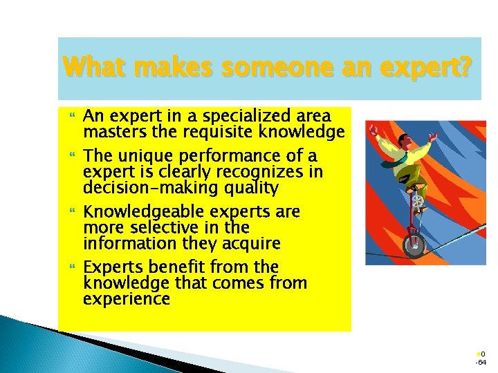 What makes someone an expert? An expert in a specialized area masters the requisite