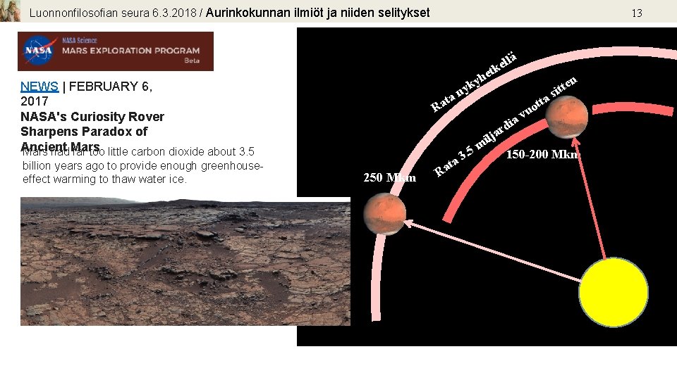 Luonnonfilosofian seura 6. 3. 2018 / Aurinkokunnan ilmiöt ja niiden selitykset 13 llä h