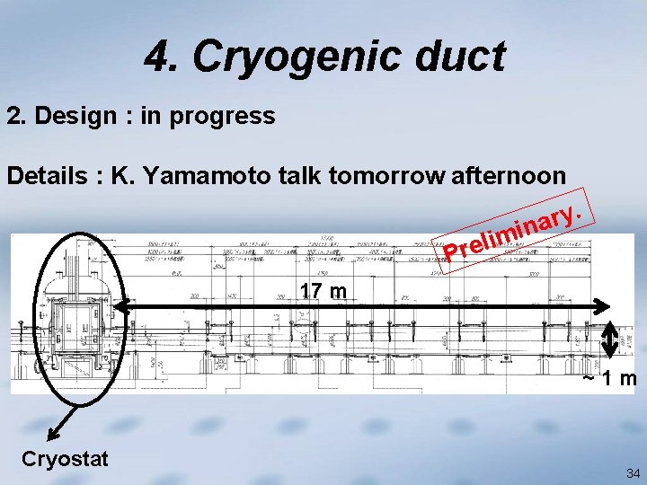 4. Cryogenic duct 2. Design : in progress Details : K. Yamamoto talk tomorrow