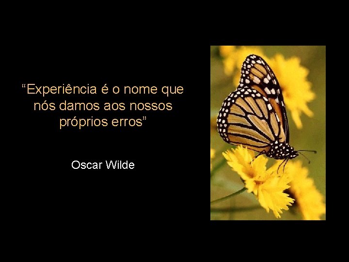 “Experiência é o nome que nós damos aos nossos próprios erros” Oscar Wilde 