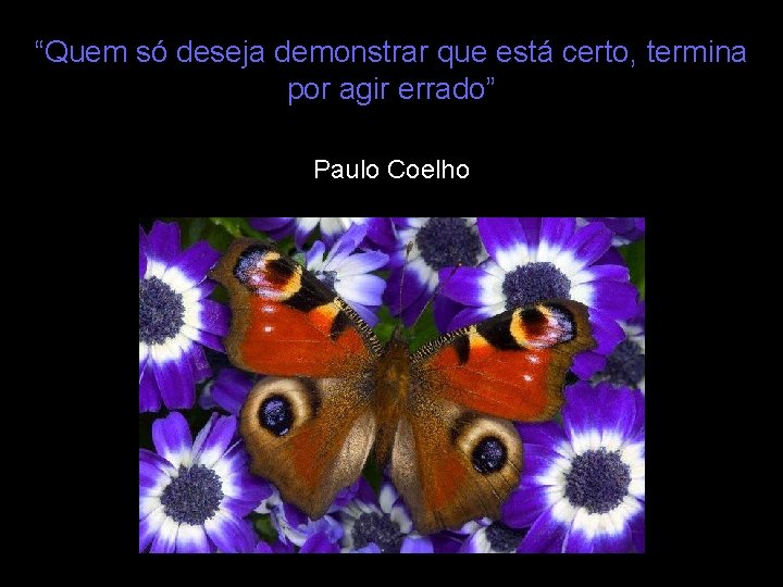 “Quem só deseja demonstrar que está certo, termina por agir errado” Paulo Coelho 