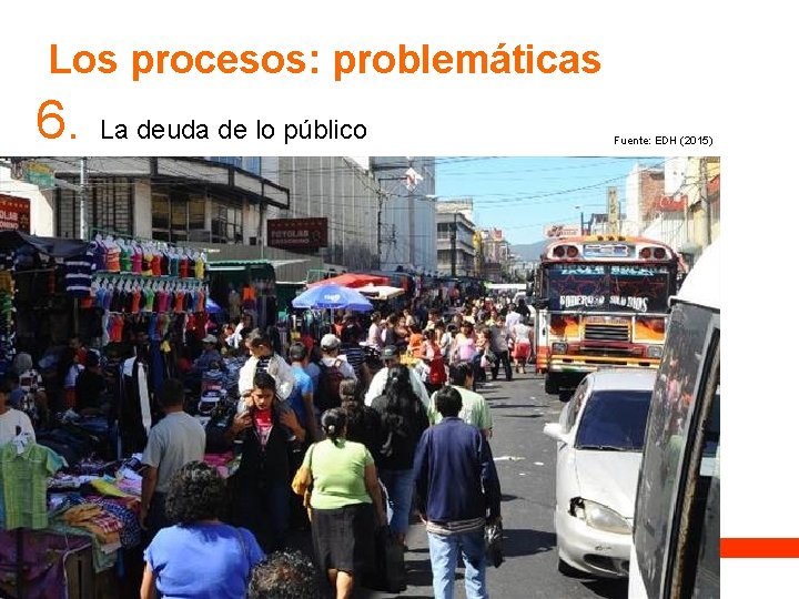 Los procesos: problemáticas 6. La deuda de lo público Fuente: EDH (2015) Los procesos: problemáticas 6. La deuda de lo público Fuente: EDH (2015)