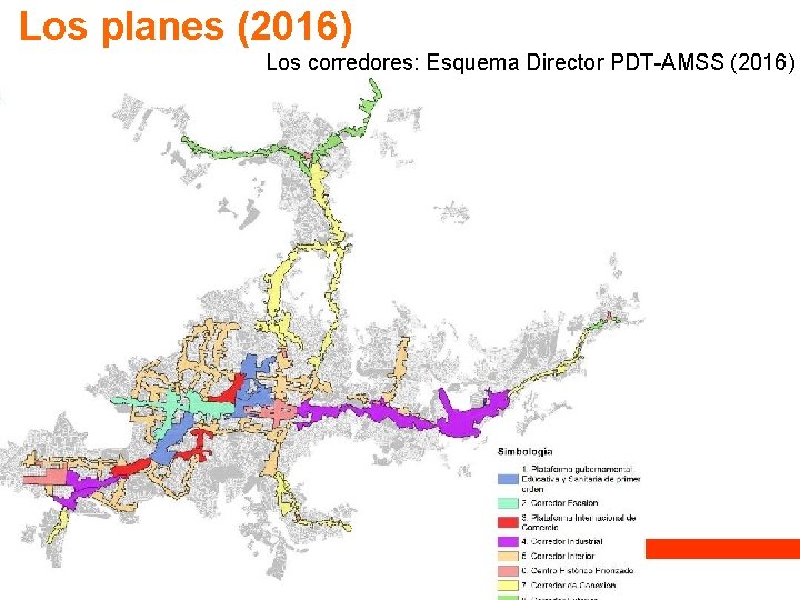 Los planes (2016) Los corredores: Esquema Director PDT-AMSS (2016) Los planes (2016) Los corredores: Esquema Director PDT-AMSS (2016)