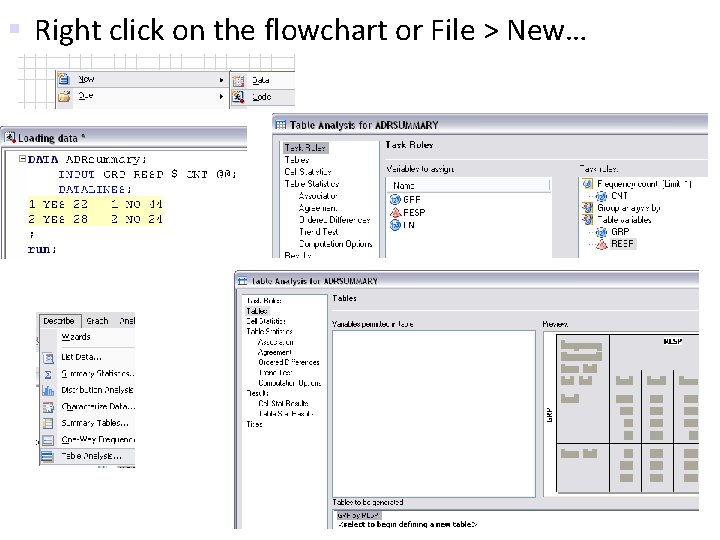 § Right click on the flowchart or File > New… 