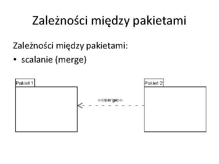 Zależności między pakietami: • scalanie (merge) 