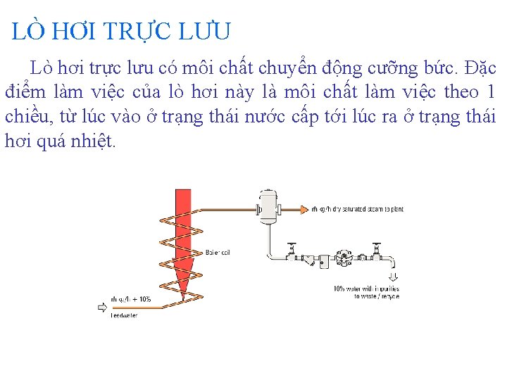  LÒ HƠI TRỰC LƯU Lò hơi trực lưu có môi chất chuyển động