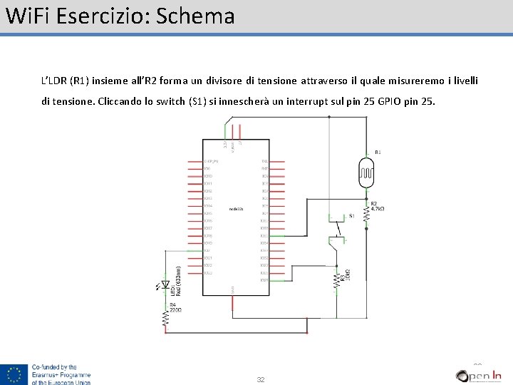 Wi. Fi Esercizio: Schema L’LDR (R 1) insieme all’R 2 forma un divisore di